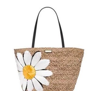 Kate Spade Down the Rabbit Hole Straw Daisy Tote